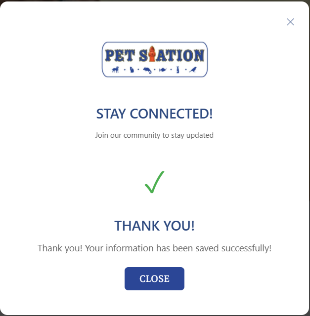 Thank you message with no offer